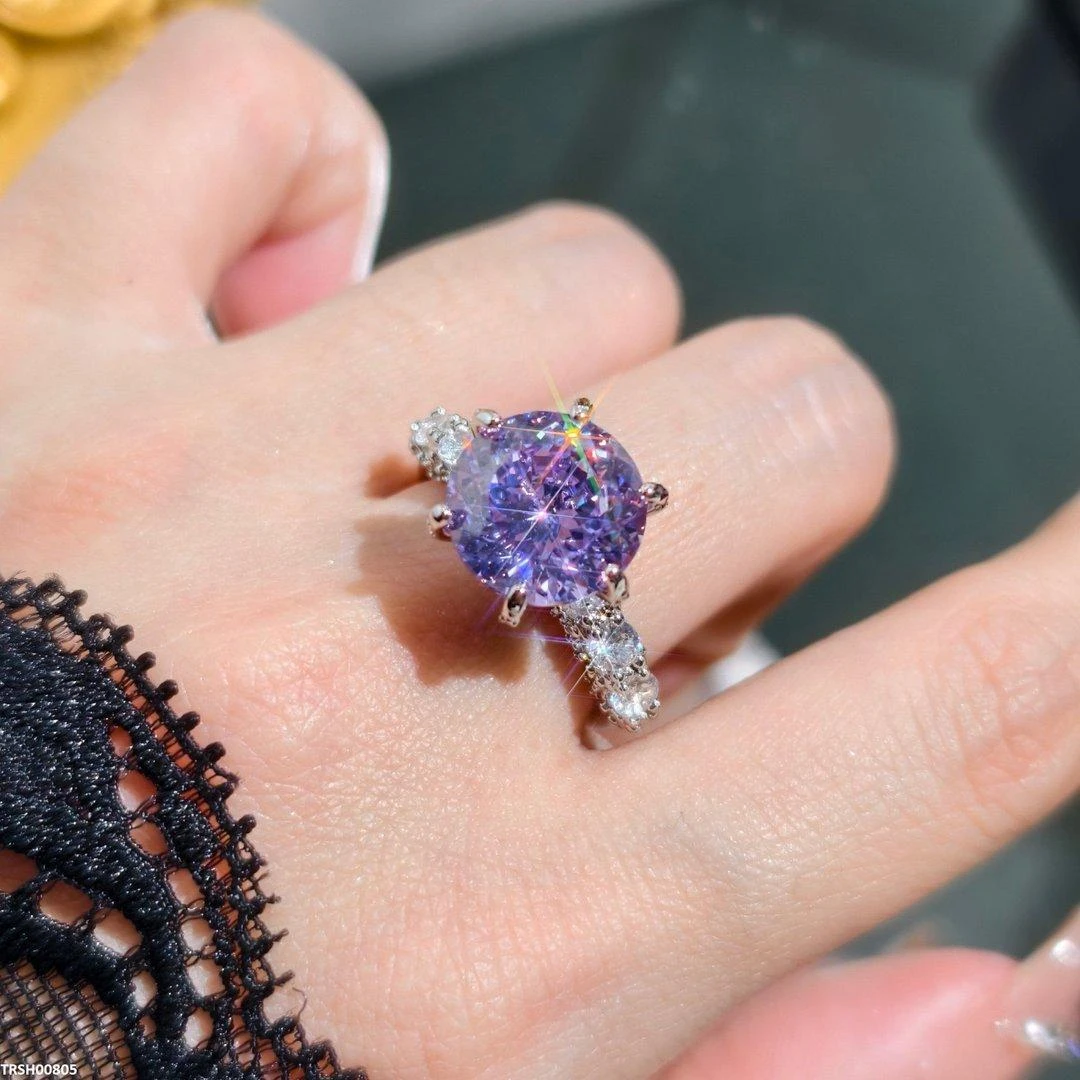 KRL Cathedral Purple Ring Adjustable Silver Plated