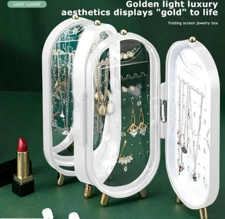 Jewelry Box Green Transparent Organizer for Earrings & Bangles