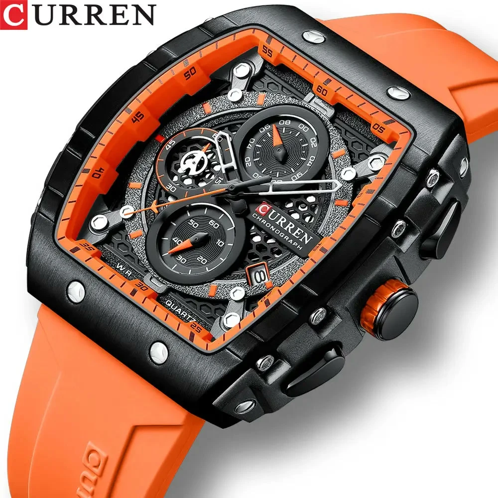 Men's Luxury Waterproof Quartz Square Wrist Watch – Bold Dial, Silicone Strap