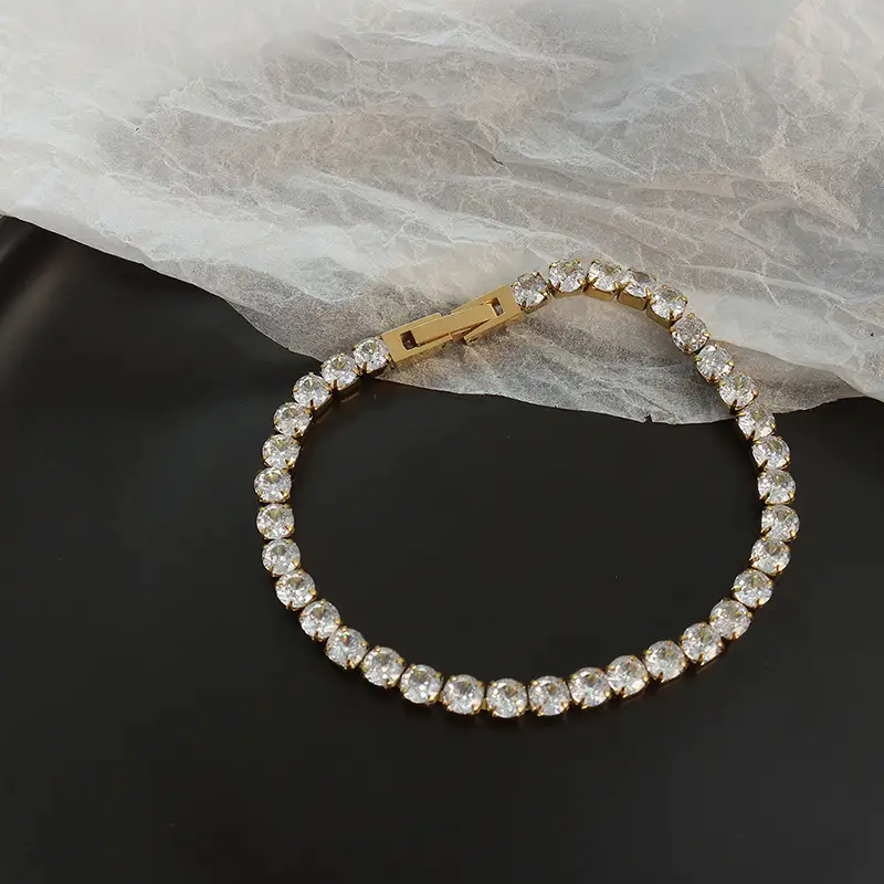 Gold Plated Zircon Bracelet for Women — Minimalist Chic