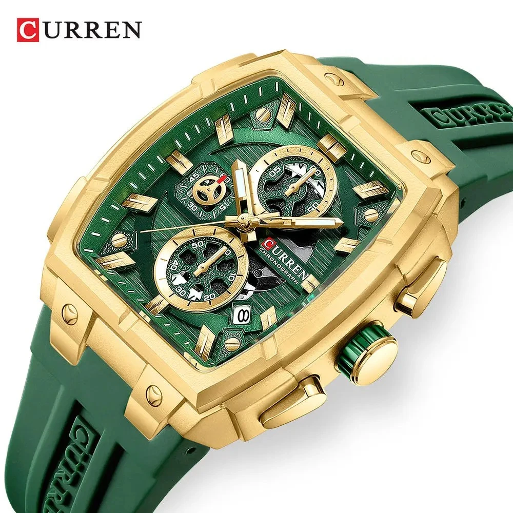 Men's CURREN 8488 Luxury Square Watch – Stainless Steel Strap, Date Display
