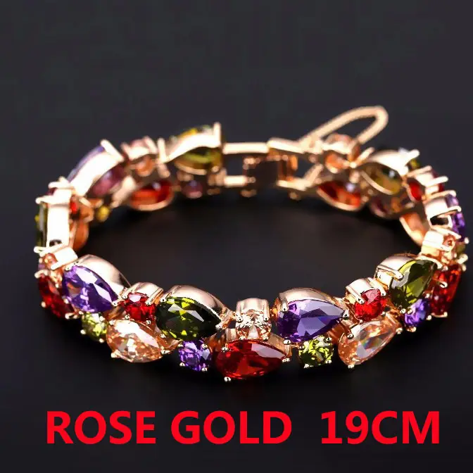 Rainbow Zircon Bracelet for Women – Rose Gold Plated Multicolour Bangle