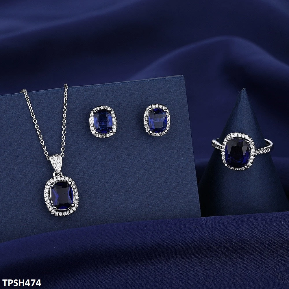 Cushion Pendant Set – Zircon Jewelry for Women