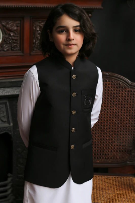 BLACK TROPICAL KID'S WAIST COAT