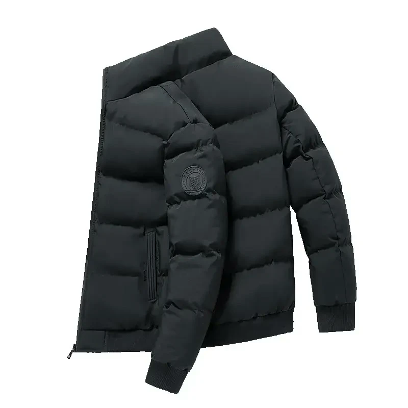 Men's Red Vertical-Collar Puffer Jacket – Warm Winter Wear in a Sharp Stand Collar