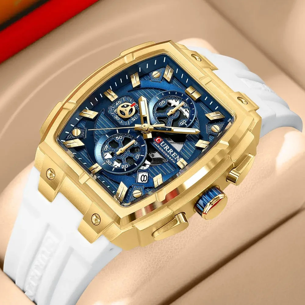 Men's CURREN 8488 Luxury Square Watch – Stainless Steel Strap, Date Display