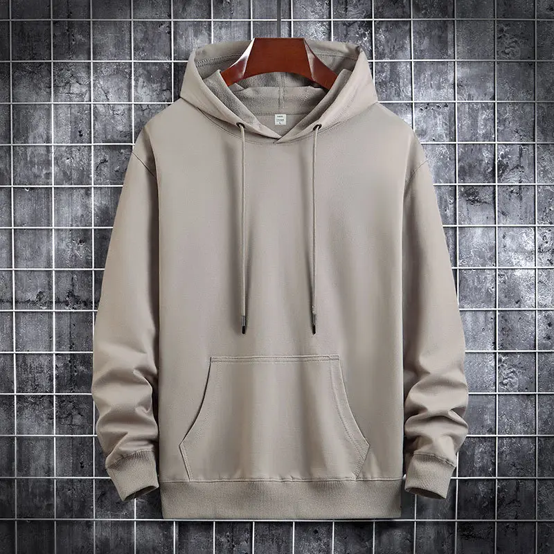 Men's Hooded Pullover Sweater – Autumn Winter Fashion with Drawstring Hood and Kangaroo Pocket