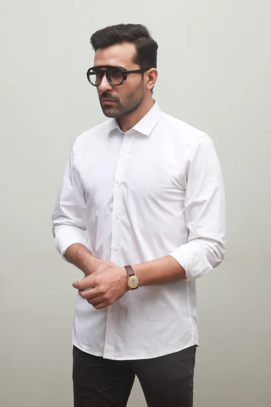 MEN'S PLAIN WHITE CASUAL SHIRT