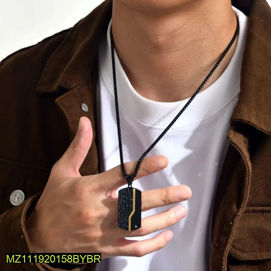 Men's Black Stainless Steel Necklace - Sleek and Modern