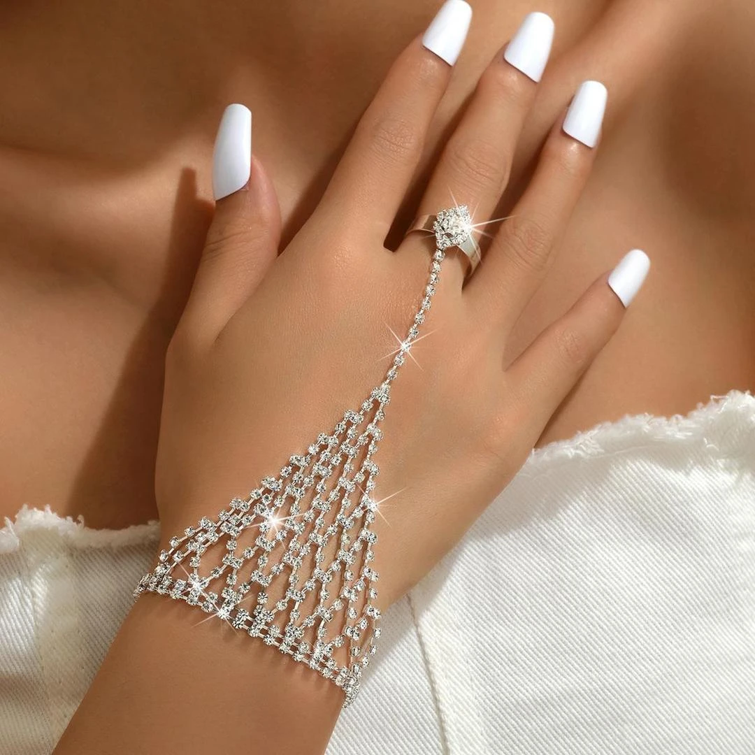 Foreign Trade Jewelry Full Diamond Grid Finger Bracelet