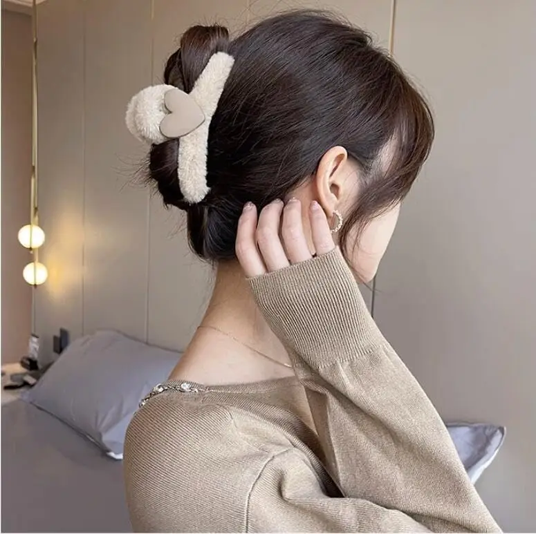 Pack of 10 Plush Hair Claw Clips for Women