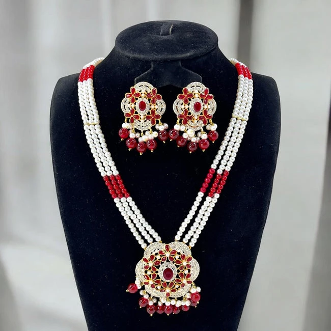 Elegant Round Pearl Mala and Earring Set - Perfect for Women