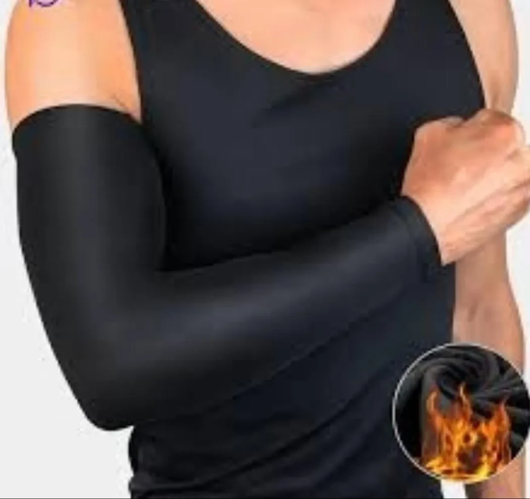 Generic Wool Arm Sleeves Black Grey Striped Thumb Hole