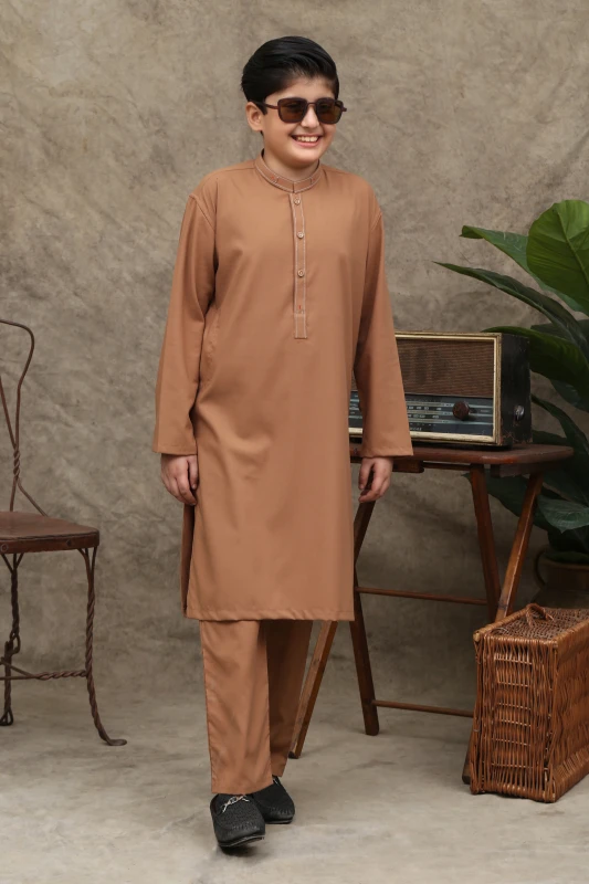 CAMEL BROWN KID'S WASH & WEAR KAMEEZ SHALWAR